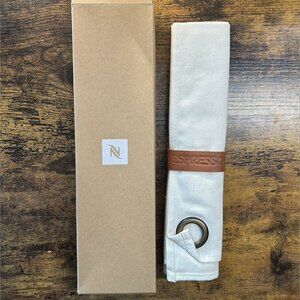 NWT Nespresso Organic Cotton Coffee Towel w/ PU Leather Strap | New in Box